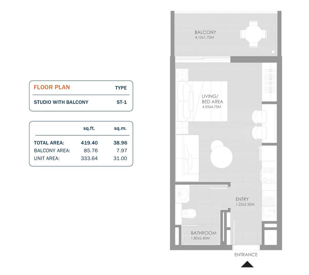 Studio, Size 419.40 Sq.ft